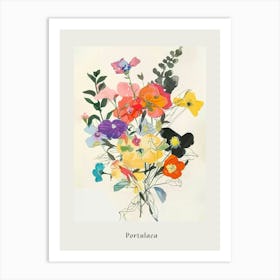 Portulaca 3 Collage Flower Bouquet Poster Art Print