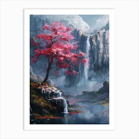 Waterfalls In The Mountains Art Print