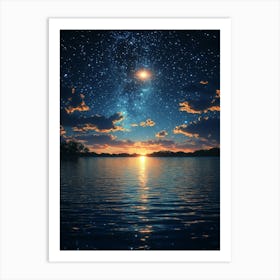 Night Sky Over Water 4 Art Print