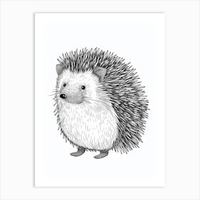 B&W Hedgehog 2 Art Print