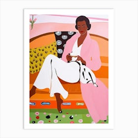 Woman In Pink Art Print