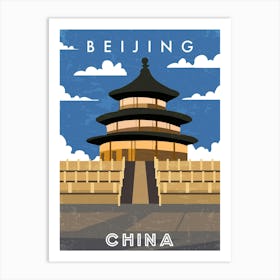 Beijing, China — Retro travel minimalist poster Art Print