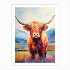 Colourful Impressionism Style Painting Of A Highland Cow 5 Art Print