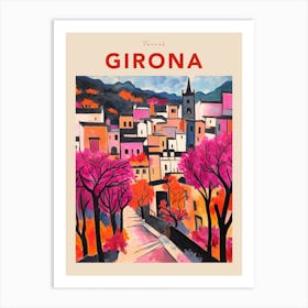 Girona Spain Fauvist Travel Poster Art Print