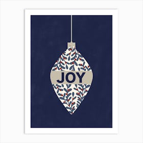 Joy Navy Christmas Ornament Art Print