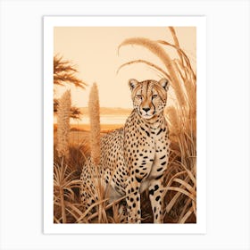 Illustration Of A Cheetah In The Grass Art Print