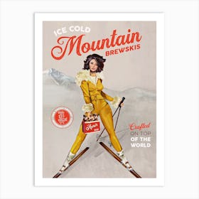 Mountain Brewskis Ski Pinup Art Print