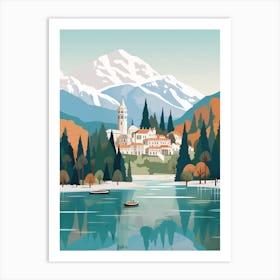 Retro Winter Illustration Lake Como Italy 2 Art Print