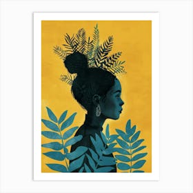 African Girl With Leaves Art Print