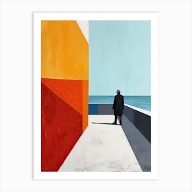 Man By The Sea, Minimalism Art Print