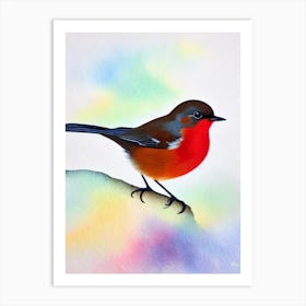 Robin 2 Watercolour Bird Art Print