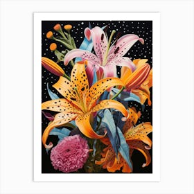 Surreal Florals Lily 6 Flower Painting Art Print