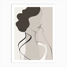 Woman Silhouette Line Art Abstract 4 Art Print