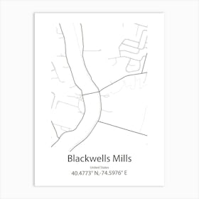 Blackwells Mills,United States Minimalist Map Art Print