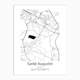 Sankt Augustin,Germany Minimalist Map Art Print