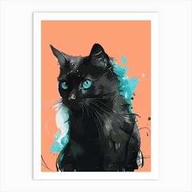 Black Cat Painting Art Print
