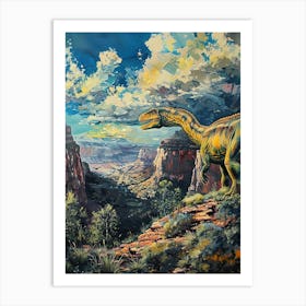 Dinosaur In The Canyon Painting 2 Art Print