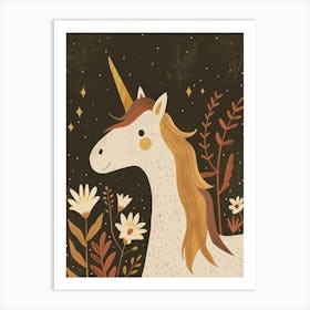 Unicorn With The Flowers Muted Pastels 1 Art Print