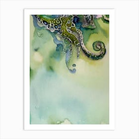 Blue Ringed Octopus Storybook Watercolour Affiche