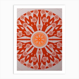 Geometric Glyph Circle Array in Tomato Red n.0073 Art Print