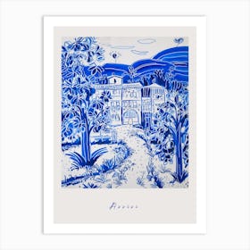 Assisi Italy Blue Drawing Poster Art Print