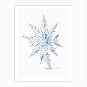 Crystal, Snowflakes, Pencil Illustration 4 Art Print