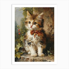 Kitten With Bow Rococo Inspired 4 Art Print