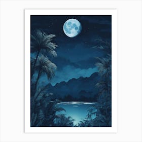 Full Moon In The Jungle 6 Art Print