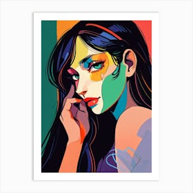 Girl With Colorful Face Art Print