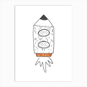 Rocket Ship Space Kids Room 2 1 Art Print