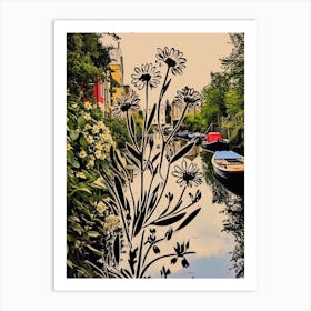 London, Regents Canal, Flower Collage 3 Art Print