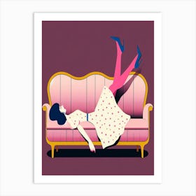 Girl Laying On A Couch 2 Art Print