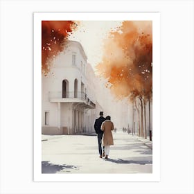 Couple Walking Down The Street Art Print