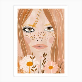 Girl With Flowers 5 Art Print