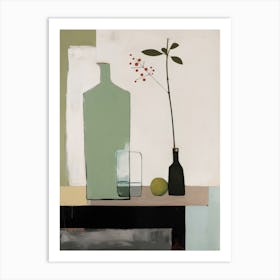 Bottle And Glass Art Print