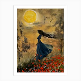 Girl In A Field Of Poppies Art Print