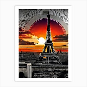 Sunset In Paris Art Print