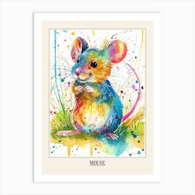 Mouse Colourful Watercolour 4 Poster Art Print