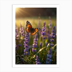 Butterfly On Lavender 1 Art Print