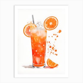 Aperol With Ice And Orange Watercolor Vertical Composition 30 Art Print