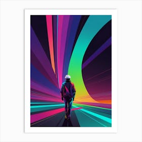 Man Walking Through A Colorful Tunnel 2 Art Print