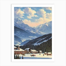 Kronplatz, Italy Ski Resort Vintage Landscape 1 Skiing Poster Art Print