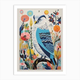Colourful Scandi Bird Snowy Owl 1 Art Print