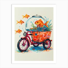 Goldfish On A Bicycle Art Print