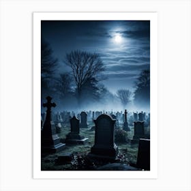 Graveyard At Night 23 Art Print