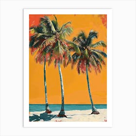 Palm Trees On The Beach Art Print