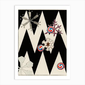 Snow Flakes Illustration, Shin Bijutsukai Art Print