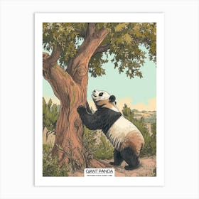 Giant Panda Scratching Its Back Against A Tree Poster 5 Art Print