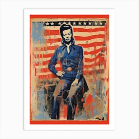 Expressionism Cowgirl Red And Blue 6 Art Print