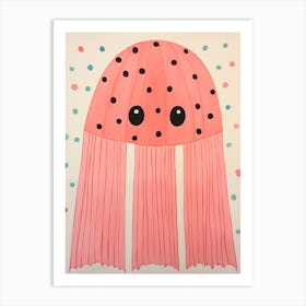Pink Polka Dot Jellyfish Art Print